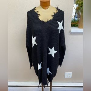 Rue 21 Black Long Sweater  With Stars